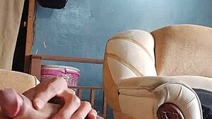 masturbating cock with panties