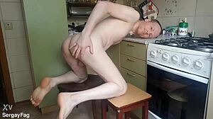 Vibrator vs cock in the kitchen, she says.