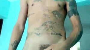 Skinny Guy Shows His Banana Toy In Living Room