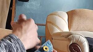 masturbating cock with panties