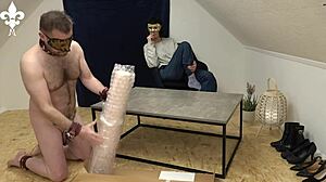 A Beautiful Tattoo on Slave in CFNM