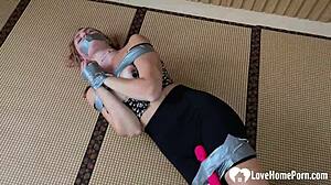 Hey, using tape and vibrator to make her moan!