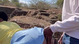 Massive BBC slams juicy ebony ass outdoors in raw homemade action