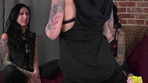 Adorable Tattooed Girls Dominate Intense Threesome with Vibrator Play!