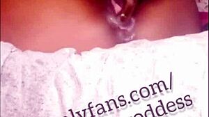 sexy ebony babe squirts with dildo play