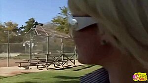 Wow, two fit baseball players dive into a steamy threesome with a horny blonde lesbian babe!