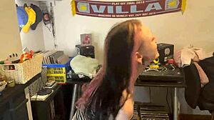 petite goth rokky horror soaks herself before sucking cock