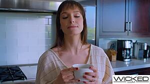 busty brunette wife dreams of hot blonde while fucking her husband