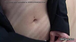 czech teen stripteases in shop gets pov fucked