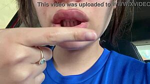 Awesome latina with spitting mouth