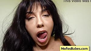 Bianca licks shaved pussy hard!