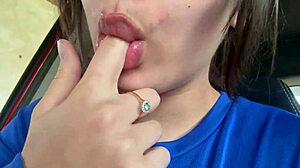 Awesome latina with spitting mouth