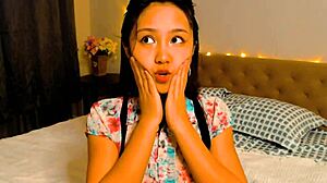 this little 18+ asian girl fingers herself in cosplay costume during webcam chat.