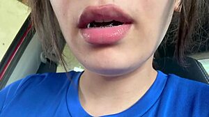 Awesome latina with spitting mouth