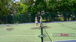 Tennis Court Cougar Melanie Monroe Caught by Oliver