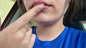 Awesome latina with spitting mouth