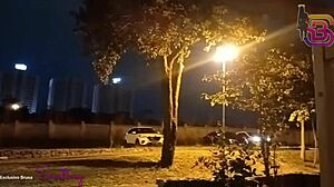 Caught secretary with big ass blowing cock in square at dinner