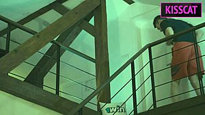 Busty maid's first naked cock wash ends with creampie