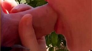 Hot Wife Delivers Amazing Public Blowjob in Daring Outdoor Scene.