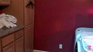 A Dominant Guy Chains Up Busty Blonde in Bathroom for Intense Blowjob and Cumshot