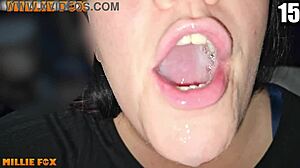 Amateur milf swallows huge cum loads!