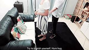 Bad cleaning lady punished with spanking and facial cum