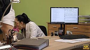 that curly haired brunette is sucking at the gloryhole like a pro