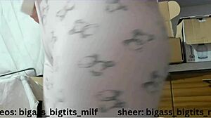 Pajamas Masturbation with Big Ass Milf and Oiled Natural Tits Play