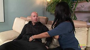 Big tits milf sucks and fucks on sofa with cum