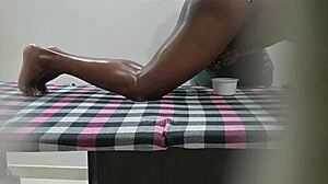 squeezing cum milk outside in massage spa