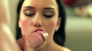 Lovely brunette sucks cock with wild energy
