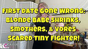 Blonde Babe's First Date Turns Emotional As She Shrinks And Gets Squished By Huge Goddess