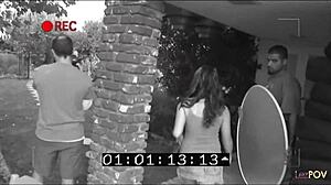 Brunette lesbian dominates blonde with rough double-ended dildo in wild fantasy.