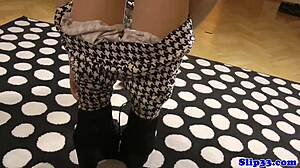 Gorgeous teen in stockings pleasures old man’s cock with skill