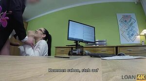 that curly haired brunette is sucking at the gloryhole like a pro