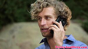 Ginger Babe Ties Guy Down for Wild Pussy Ride. Can't Get Enough of This Rough Redhead Action!