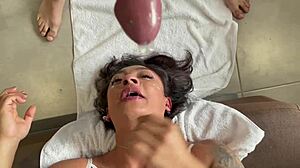 Latina slave gags on facefuck before rough anal