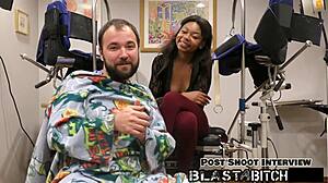 minnie roses face gets blasted with cum after blowjob backstage.