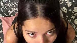 intriguing cute submissive girlfriend offers deep sloppy blowjob to piercing big dick in amateur lick session