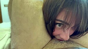 choking blowjob domination with wet teasing lover