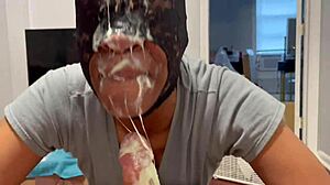 Black Bitch Pukes Green Ice Cream After Throatfuck!