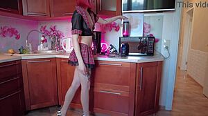 Redhead teen sucking fat old dude's cock in homemade pov deepthroat