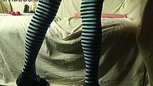 Beautiful brunette latina masturbates with big dildo and cums