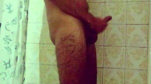 Two Intense Orgasms During Homemade Bathroom Bathing with Cum Dripping from Hand on Skinny Legs