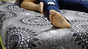 sissy cuckold in chastity watches girlfriend fucked by lover