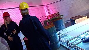 threesome with two milfs in fishnet stockings