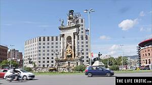 she fucks her tight asshole with a huge ice dildo