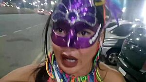 Beautiful Latina Brunette Flashes At Carnival