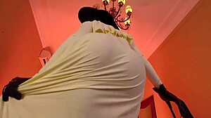 beautiful curvy brunette babe in heels and shoes gets horny and rubs her pussy in high definition solo scene