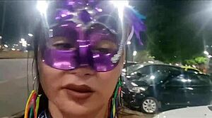 Beautiful Latina Brunette Flashes At Carnival